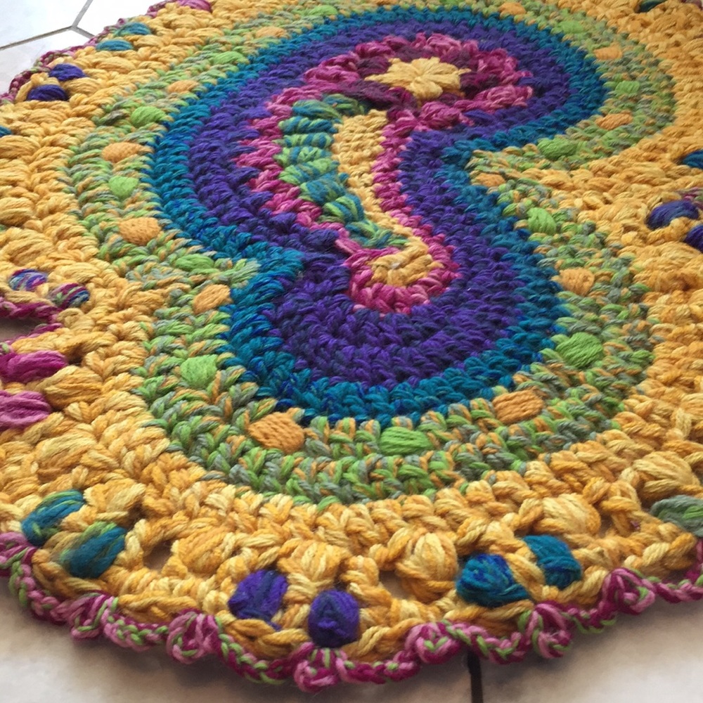 Handcrafted Crochet “Paisley” Wool Rug 32”x22